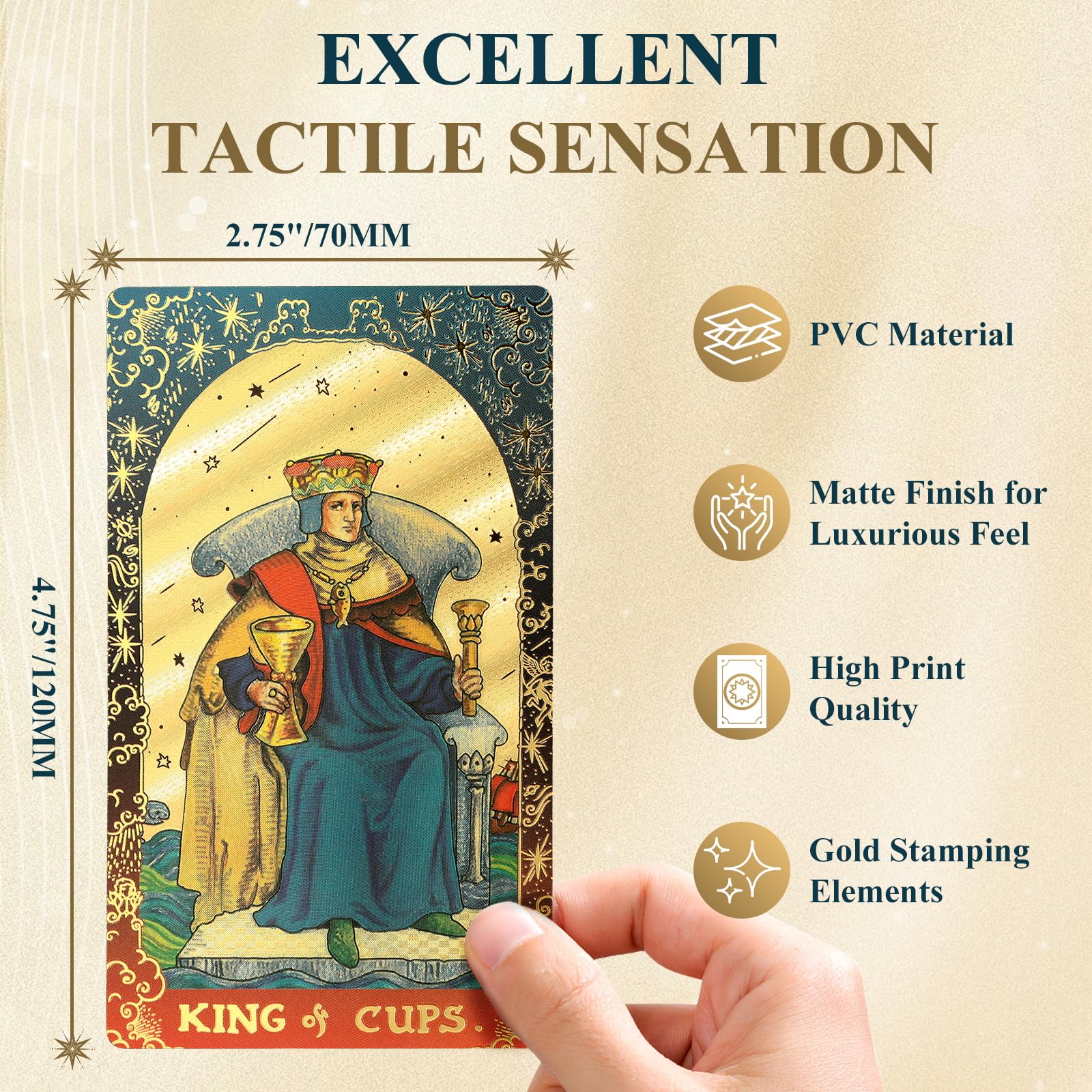 KIINO 78 Gold Foil Tarot Deck with Gift Box,Original Design Rider